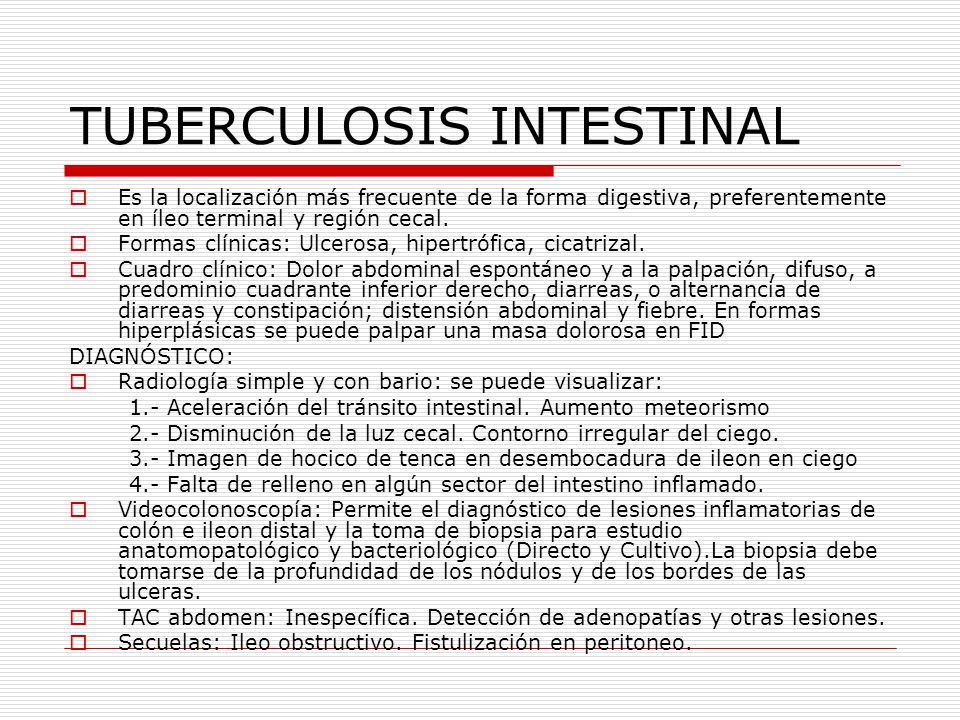 síntomas de la tuberculosis intestinal